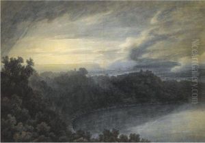 The Lake Of Albano And Castel Gandolfo by John Robert Cozens