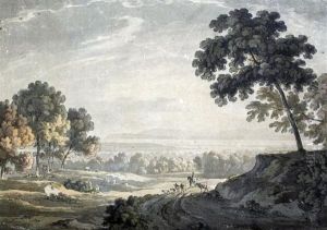 Cattle Drover In An Extensive Landscape by John Robert Cozens