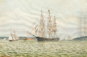 A Clipper Ship Entering New York Harbor by Frederick Schiller Cozzens