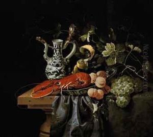 A Lobster, Apricots And Plums In A Wan-li Kraak by Laurens Craen