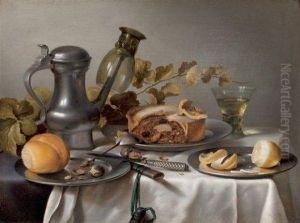 Dejeuner Sur Une Table Avec Un Pichet En Etain, Une Tourte Et Uncitron by Laurens Craen