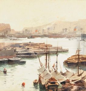 Veduta Del Porto Di Genova by Aurelio Craffonara