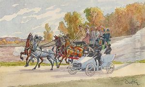 Voiture A Cheval Et Voiture A Moteur