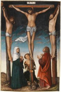 Werkstatt Oder Umkreis - Kreuzigungsgruppe by Lucas The Elder Cranach