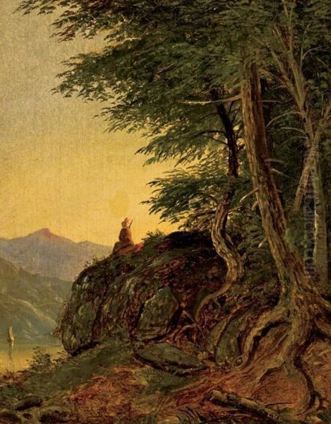 Indian Overlooking A River - view 1