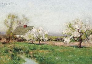 Spring Landscape With Cottage And Flowering Trees by Bruce Crane