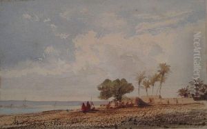 Paysage Orientaliste Anime by Louis Amable Crapelet