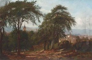 Figures Seated By A Wooded Path by John Hall Craunston