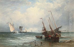 French Fishing Boats, Luggers And Fishing Smacks: Ebb Tide by Edmund Thornton Crawford