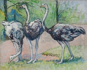 Ostriches by Joseph Crawhall