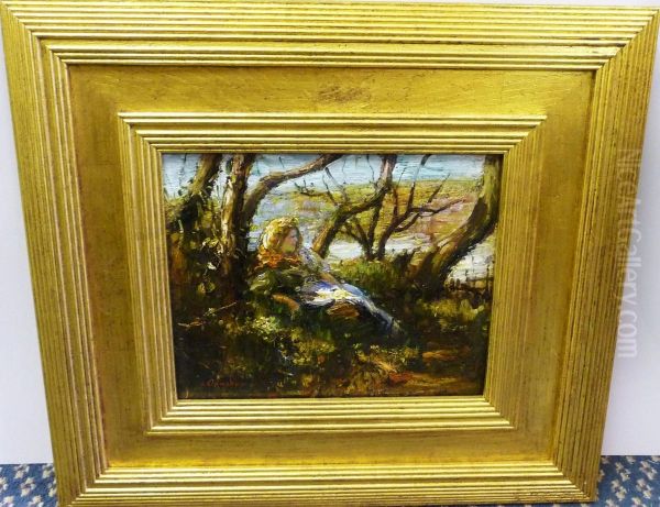 Girl Seated Beneath Trees Above Runswick Bay - view 1