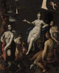 Diana With Her Attendants by Sante Creara