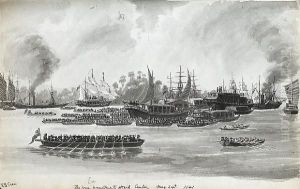 The British Proceeding Up The Pearl River To Effect The Capture Of Canton by Edward Hodges Cree