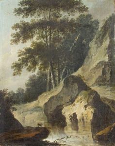 Paysage Rocheux Avec Un Chien by Louis-Philippe Crepin