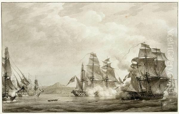 The Action Between The French Frigate - view 1