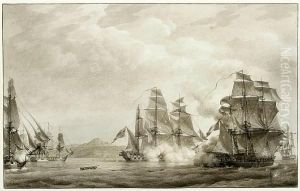 The Action Between The French Frigate by Louis-Philippe Crepin