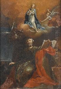 Saint John The Evangelist On The Island Of Patmos by Antonio Crespi