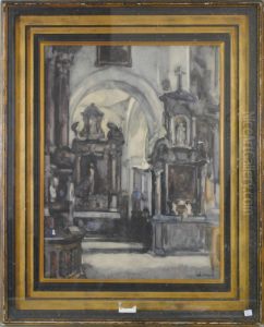 Interieur De L'eglise St Jean by Louis Charles Crespin