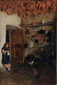 Cucina Colonica Con Contadinella Al Lavoro by Carlo Cressini