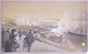 Scene Of The Statue Of Liberty Dedication by Frank Cresson Schell
