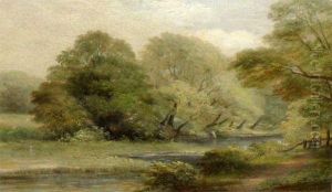 Wooded River Landscape by Thomas Creswick