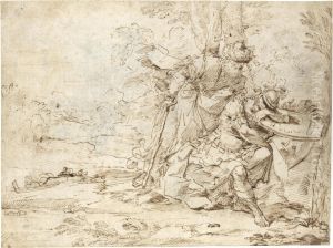 A Sleeping Soldier Watched By An Oriental Figure by Donato Creti