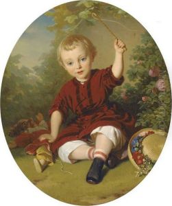 A Young Boy In A Garden by Konstantin Johannes Franz Cretius