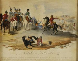 "napoleone A Waterloo" Acquerello Su Carta Firmato In Basso A Destra E Iscritto, In Cornice by Emma Crichton