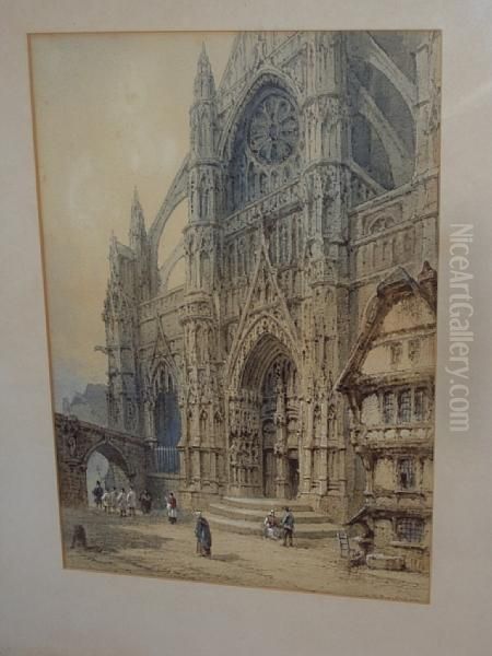 A Continental Cathedral With A Religious Procession - view 1