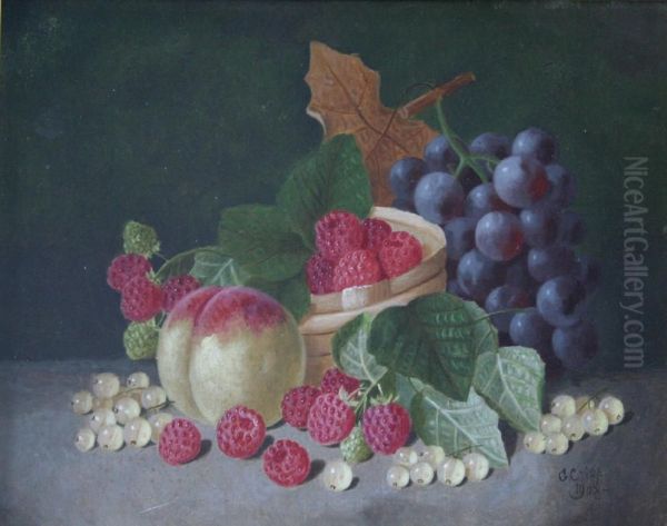 A Peach, Raspberries, Grapes And White Currants - view 1