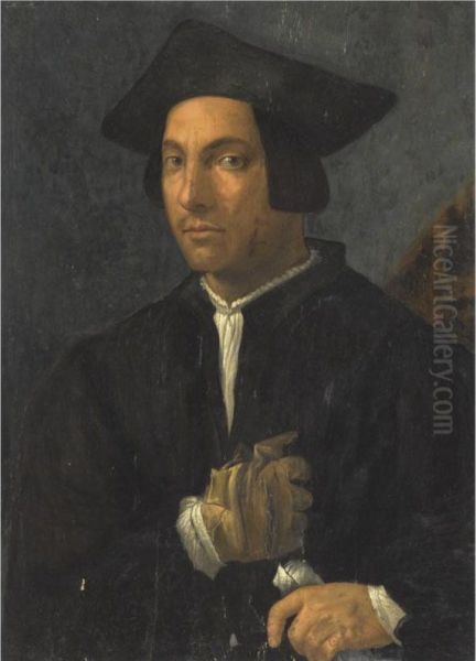 Portrait Of A Gentleman, Half-length, Wearing A Black Jacket Andhat, And One Glove, And Holding A Letter - view 1