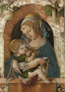 The Madonna And Child At A Marble Parapet, An Apple And A Gourdhanging From A Niche Behind
