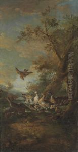A Bird Of Prey, Ducks And Ducklings In A Landscape by Giovanni Crivelli, Il Crivellone