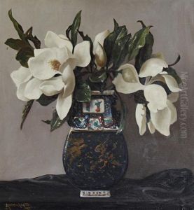 Still Life Of Magnolias In An Oriental Vase