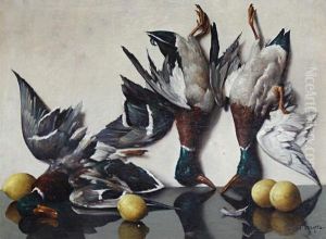 Still Life Of Mallards And Lemons by Bruno Croatto