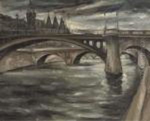 A Bridge Crossing The Seine, Paris by Jos Croin