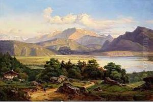 Grosse Landschaft Am Inn, Mit Blick Auf by Georg Heinrich Croll Crola