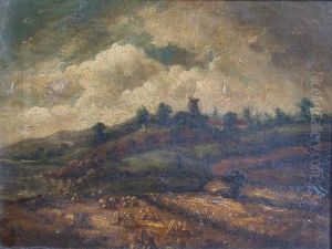 Landscape With A Cornfield And A Distant Windmill by John Crome