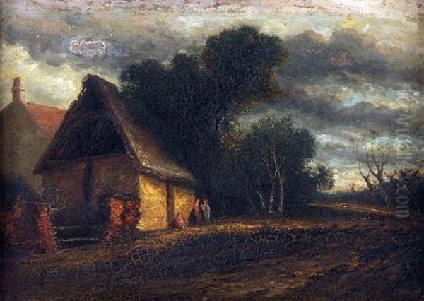 Figures Before A Barn - view 1