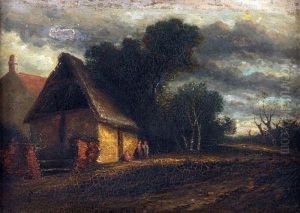 Figures Before A Barn by John Berney Crome