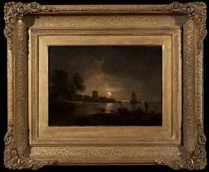 Moonlit River Scene by John Berney Crome