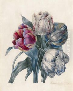 Blumenstraus In Weis, Rot Und Blau