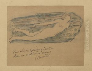 Henri Cros, Vous Etiez La Splendeur Qui Passe Avec Un Manteau De Rayons, Watercolor On Tracing Paper by Henry Cros