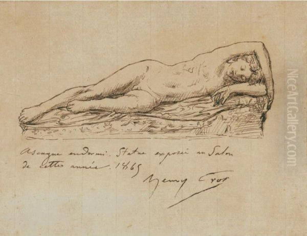 Ascagne Endormi;
 Et Un Dessin Attribue A Cesar-isidore-henri Cros:
 Etude De Femme - view 1