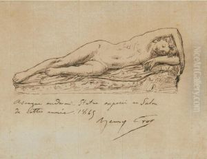 Ascagne Endormi;
Et Un Dessin Attribue A Cesar-isidore-henri Cros:
Etude De Femme by Henry Cros