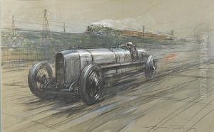 Kenelm Lee Guinnesssunbeam 350hp Land Speed Record Brooklands by Frederick Gordon Crosby
