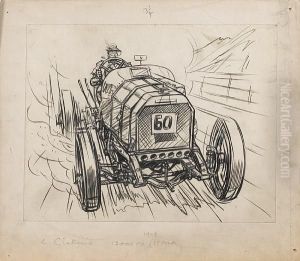 'sam Clutton's 12000cc 1908 Grand Prix Itala' by Frederick Gordon Crosby