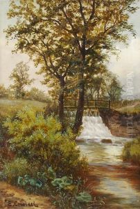 Landscape With Waterfall by Enoch Crosland