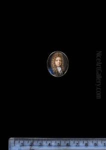 A Gentleman, Wearing Blue Cloak, White Lace Jabot And Long Natural Wig. A Gentleman, Wearing Blue Cloak, White Lace Jabot And Long Natural Wig.