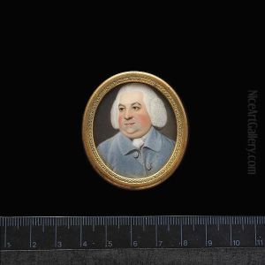 A Gentleman, Wearing Pale Blue Coat, Blue, Chemise And Powdered Bag Wig. by Richard Crosse